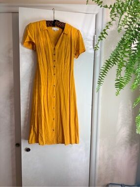 Ten Sixty Sherman Mustard Yellow Button-Front Midi Dress